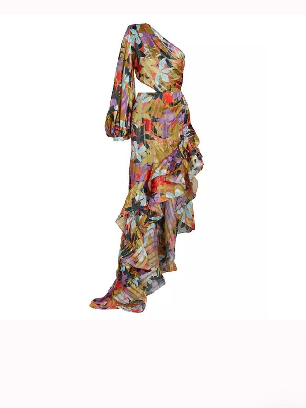 Bronx and Banco Multicolor One-Shoulder Ruffle Floral Dress